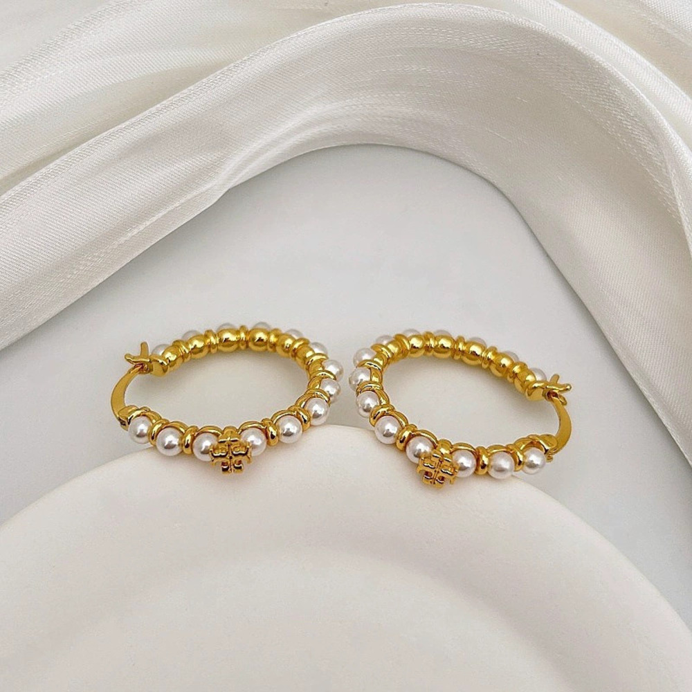 Tory Burch Pearl Letter Earrings